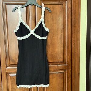 Black mini bodycon dress.